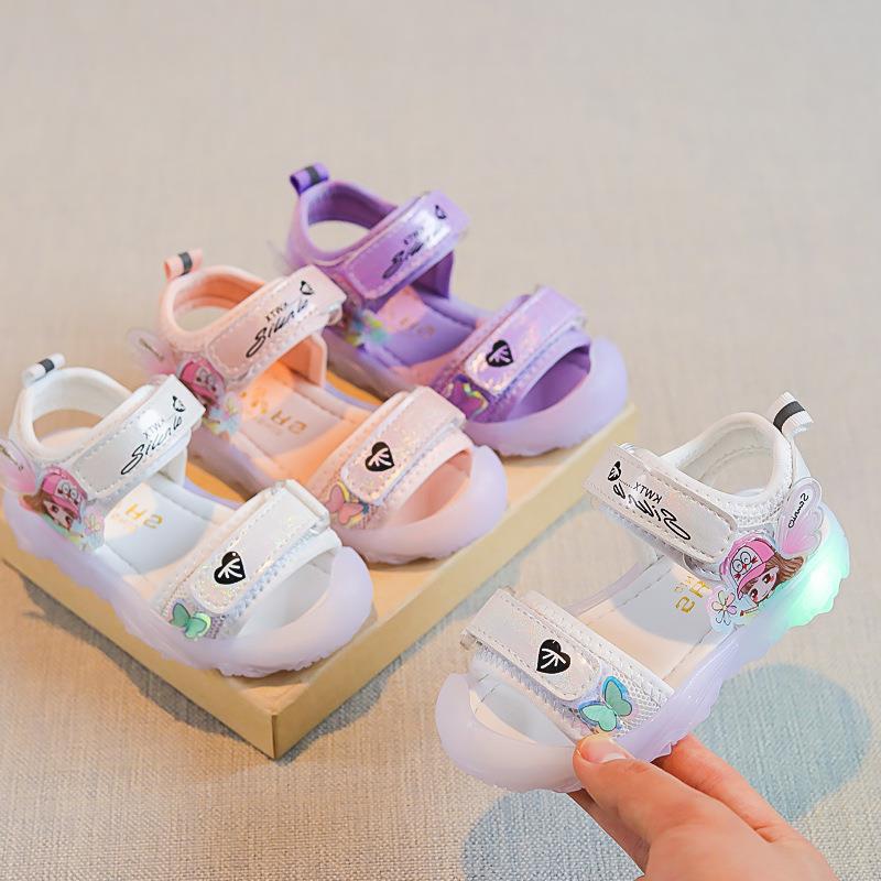 343265 3D Sepatu Sandal Jelly Import Lampu LED Anak Cewek