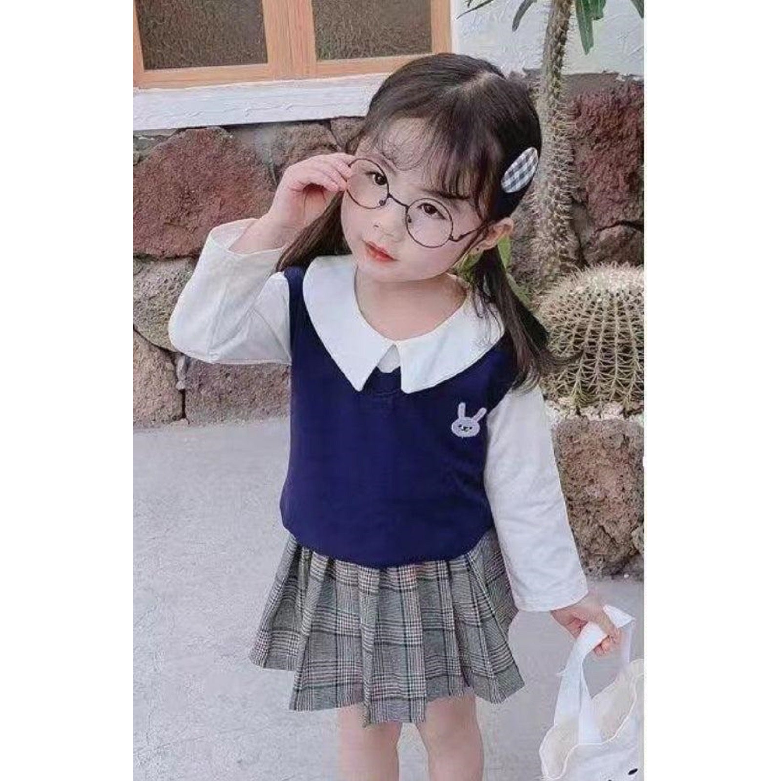 [001357] - Setelan Ootd Fashion Anak - Motif Face Bunny