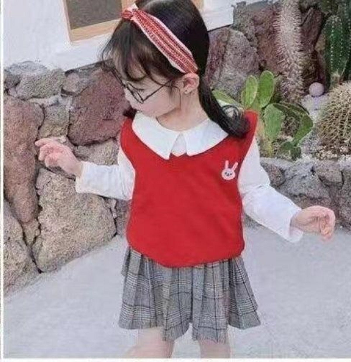 [001357] - Setelan Ootd Fashion Anak - Motif Face Bunny