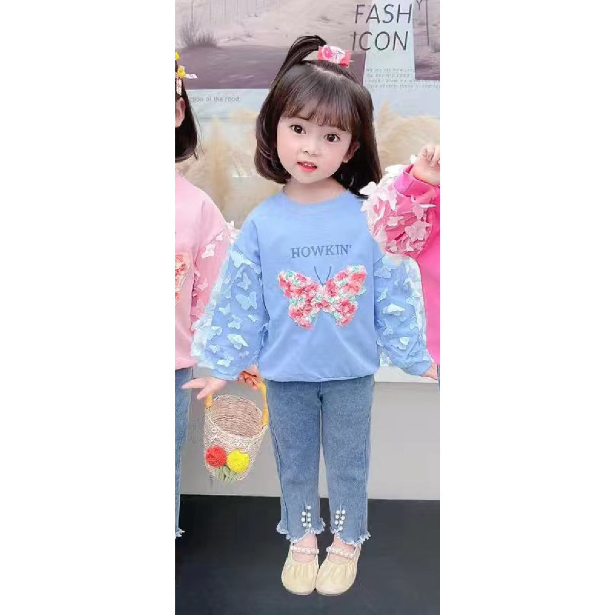 [001370] - Setelan Ootd Fashion Anak - Motif Butterfly Arm