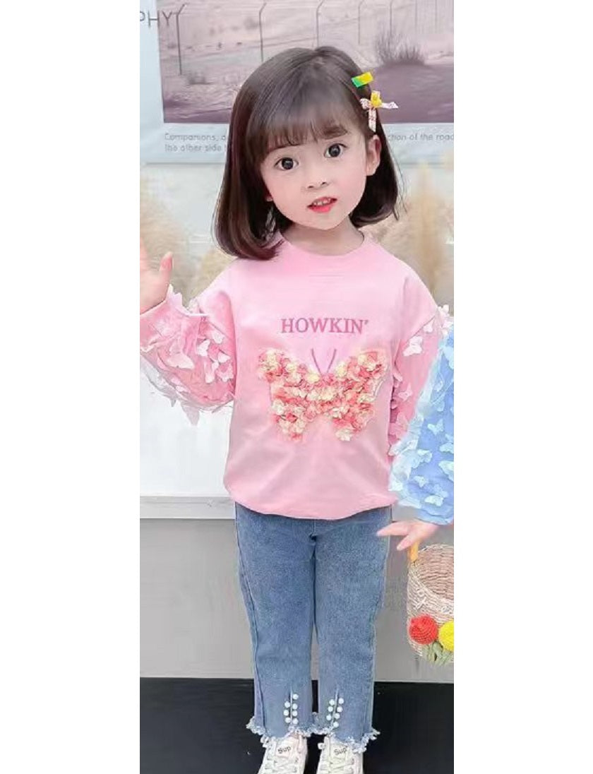 [001370] - Setelan Ootd Fashion Anak - Motif Butterfly Arm