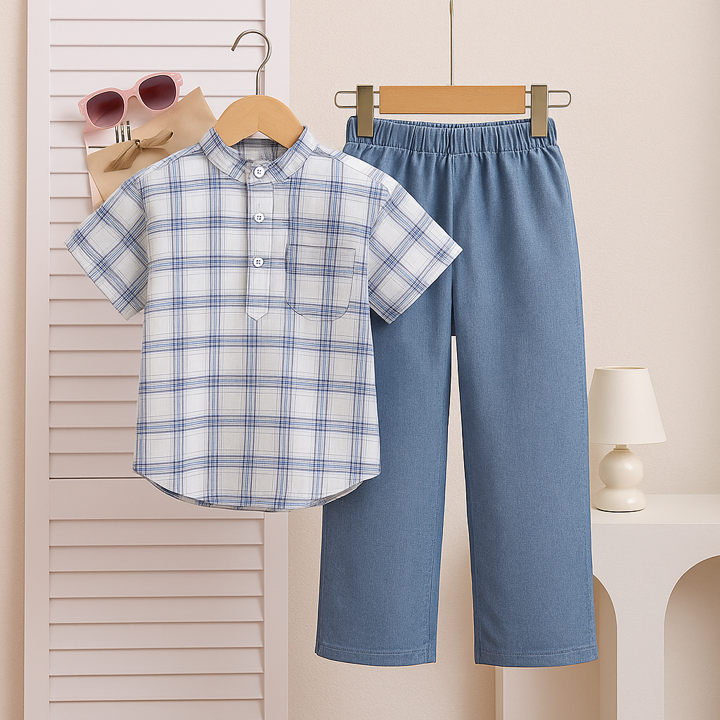 [001457-Kotak Besar] - Setelan Koko Lebaran Anak / Set Baju Ramadhan Anak Cowok - Motif Big Box