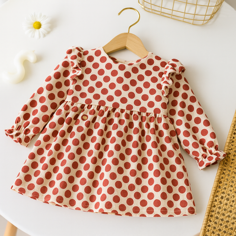 [001471] - Dress Lengan Panjang Anak Perempuan - Motif Round Pattern