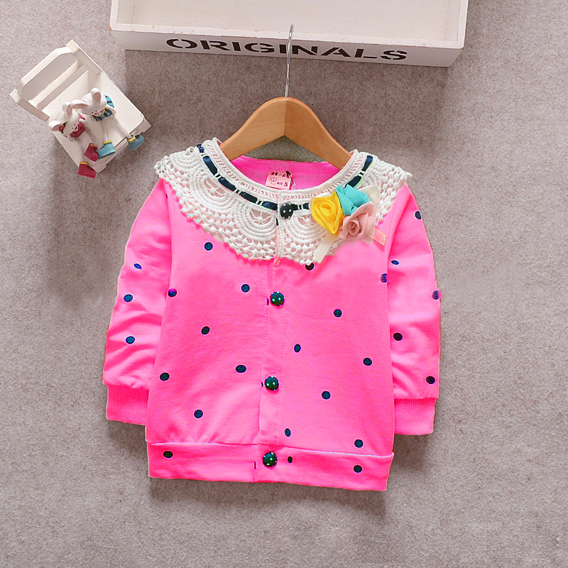 [102138] - Jaket Cardigan Lace Anak Perempuan Flower Dot [B1041]