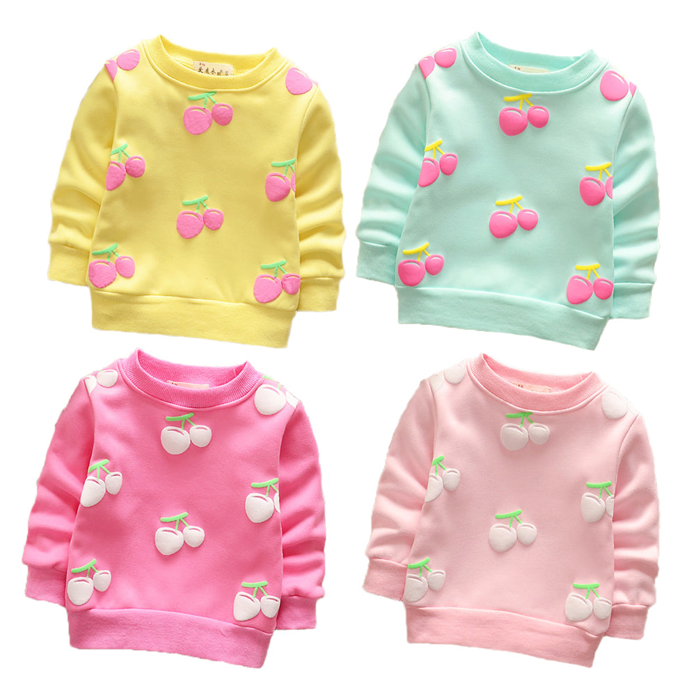 [102186] - Baju Atasan Sweater Lengan Panjang Anak Perempuan Velvet Cherry 1 - 4 Thn [B1085]