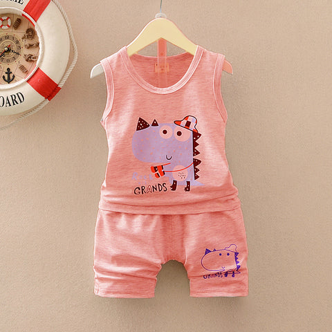 [102251] - Setelan Tanpa Lengan Anak / Baju Setelan Kutung Anak - Motif Dino Adventurer - BABYHOKI STORE
