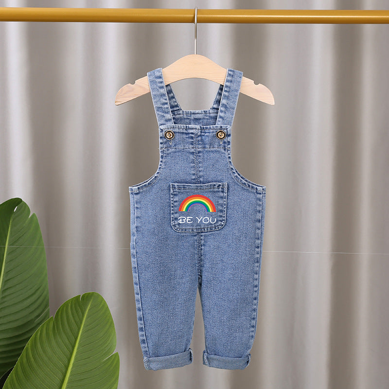 [102372] - Bawahan Celana Overall Jeans Kodok Anak Cewek - Motif Pocket Picture