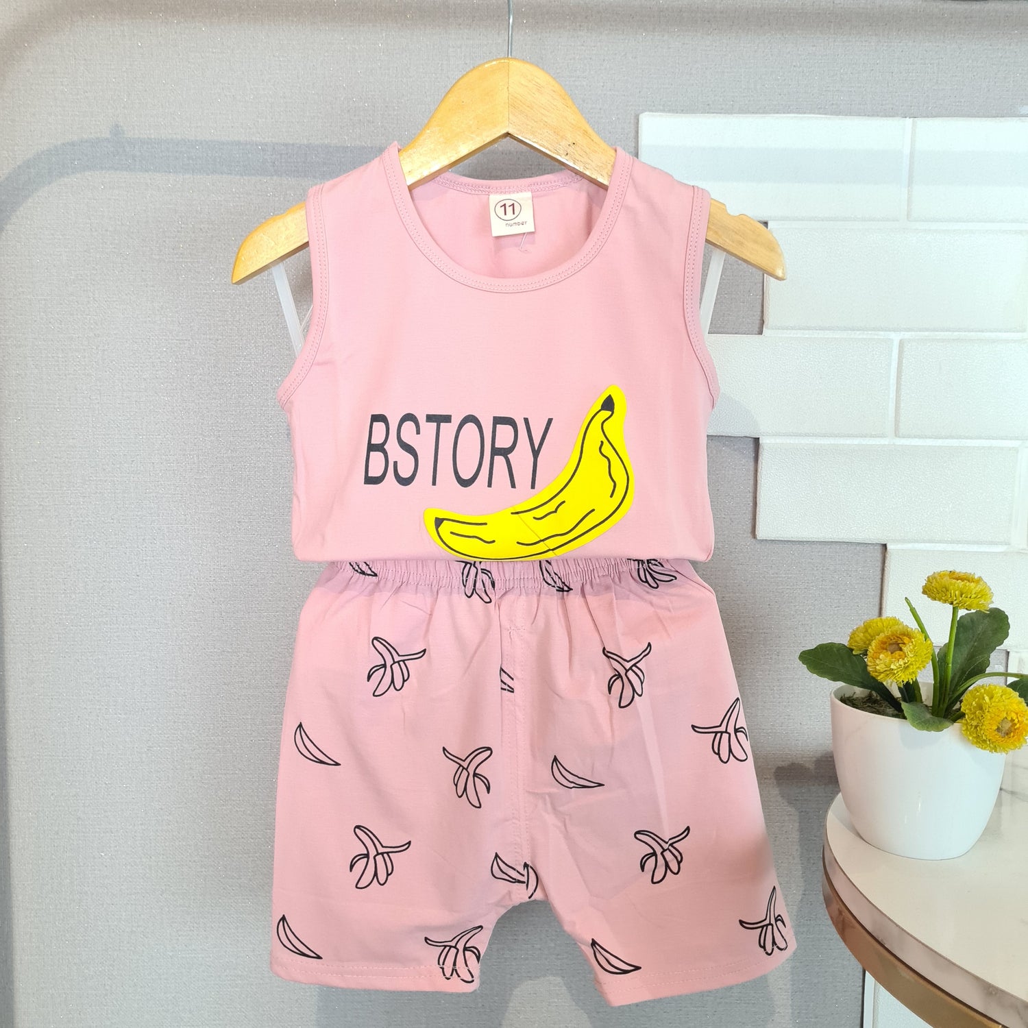 [102406] - Baju Setelan Kaos Kutung Fashion Anak Perempuan - Motif Peeled Banana