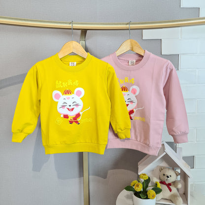 [102407] - Baju Atasan Sweater Fashion Import Anak Perempuan - Motif Culture Mouse