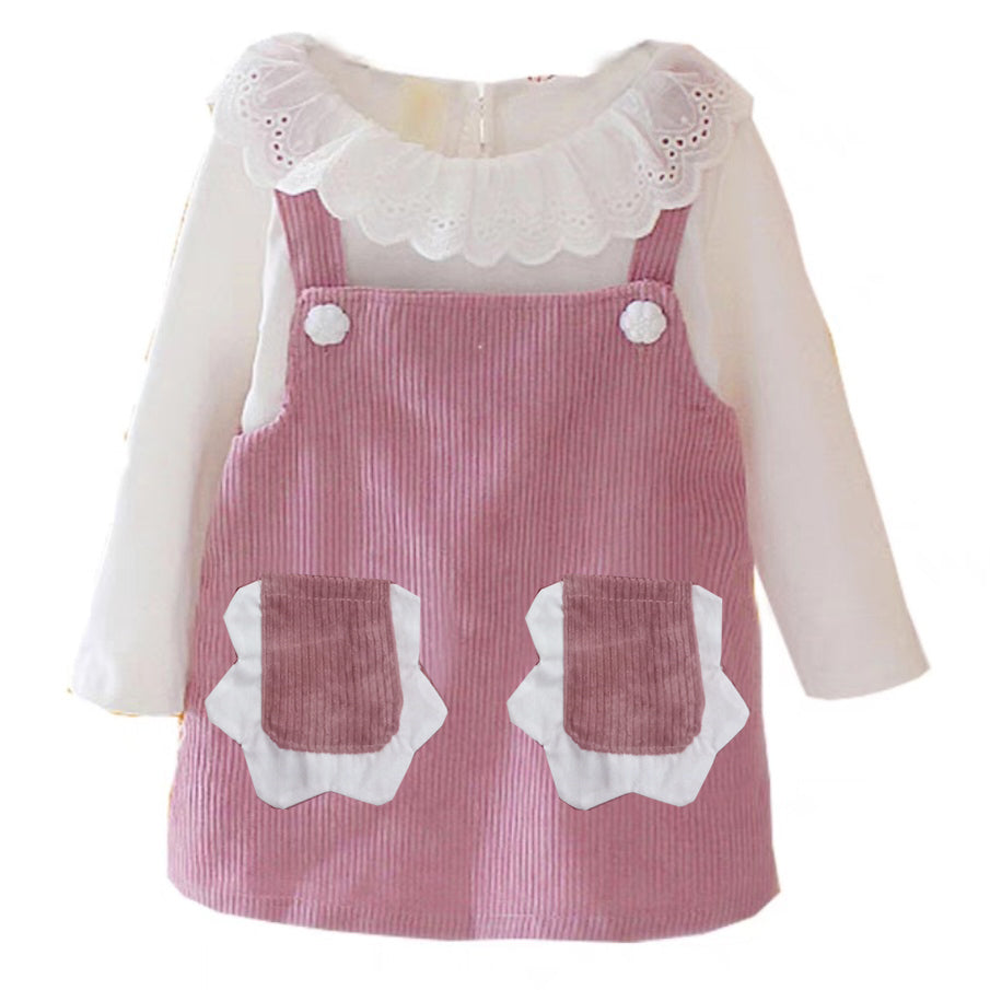 [102411] - Baju Setelan Blouse Overall Fashion Anak Perempuan - Motif Corduroy Pouch