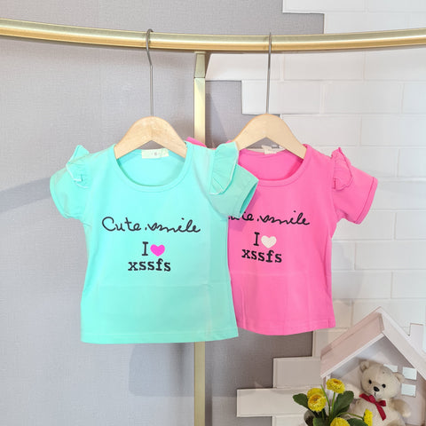 [102412] - Baju Kaos Lengan Pendek Fashion Anak Perempuan - Motif Cute Love