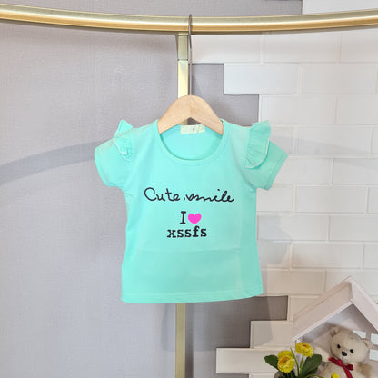 [102412] - Baju Kaos Lengan Pendek Fashion Import Anak Perempuan - Motif Cute Love