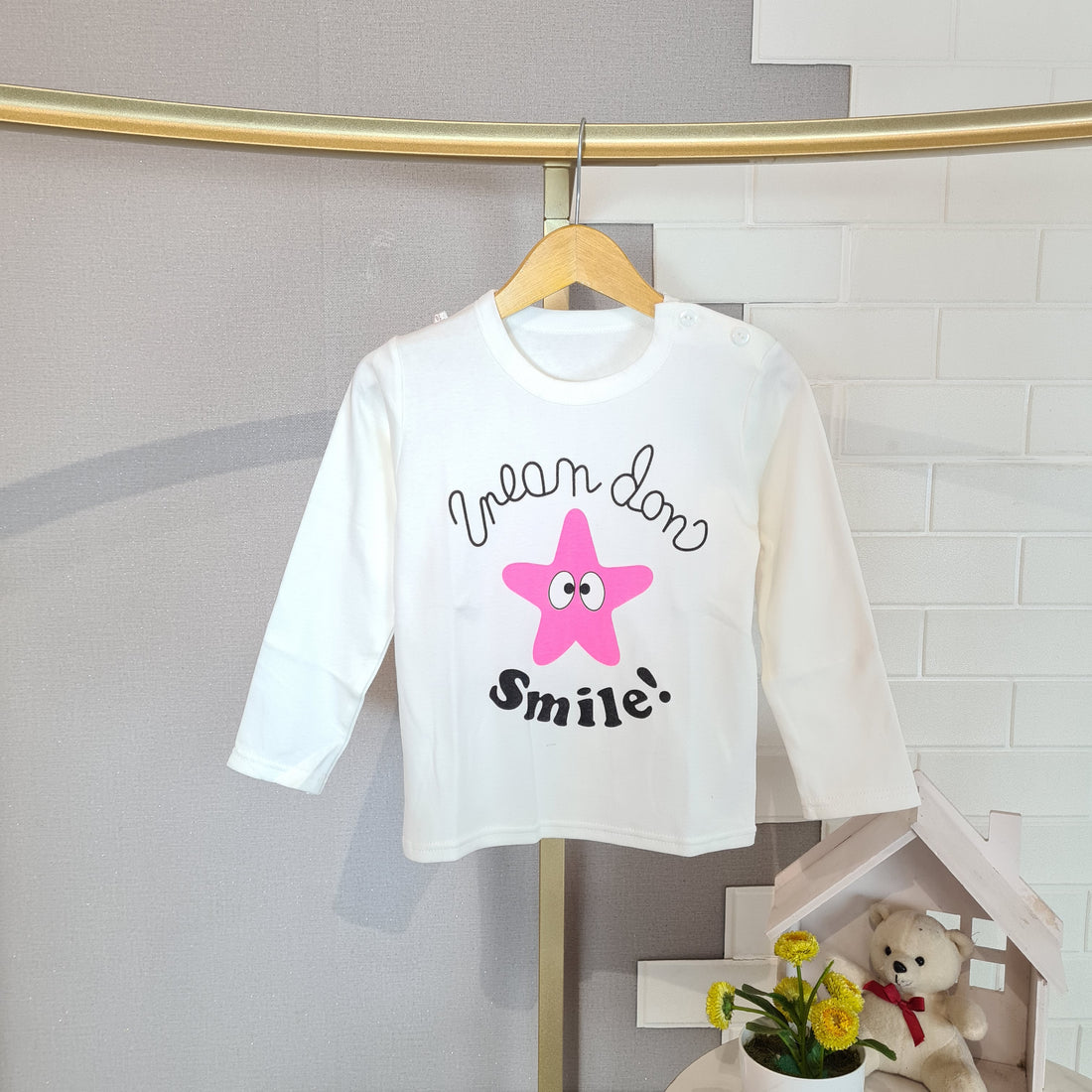 [102413] - Baju Kaos Lengan Panjang Fashion Import Anak Perempuan - Motif Star Smile