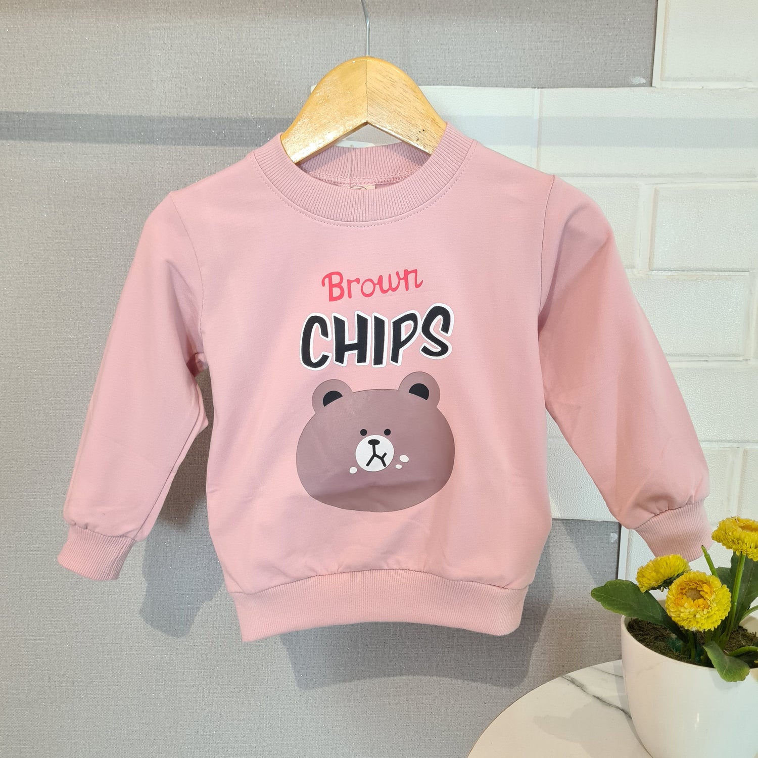 [102416] - Baju Atasan Sweater Fashion Anak Perempuan - Motif Bear Chips