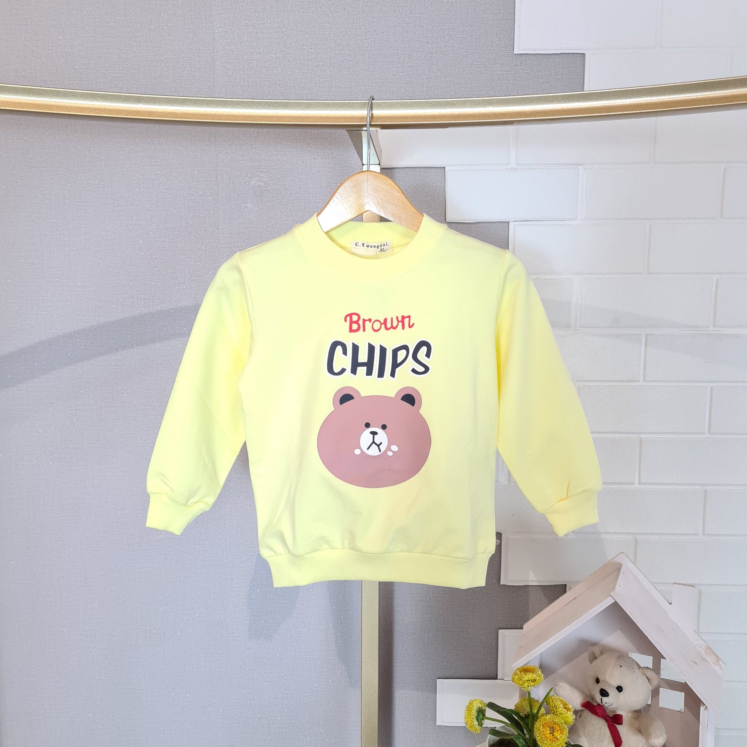 [102416] - Baju Atasan Sweater Fashion Anak Perempuan - Motif Bear Chips