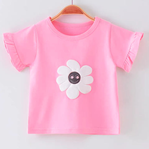 [102431] - Baju Atasan Kaos Lengan Pendek Fashion Anak Perempuan - Motif Flower Smile
