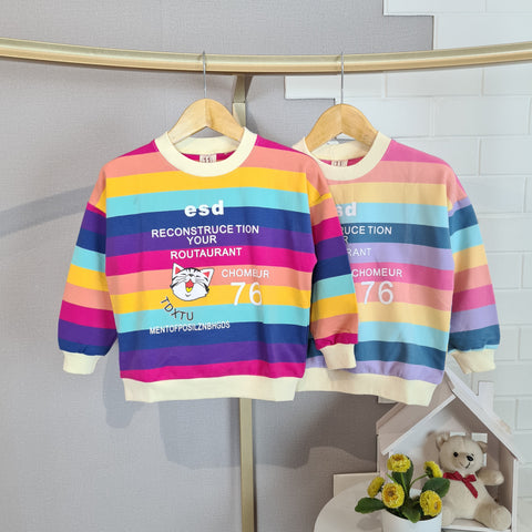 [102434] - Baju Atasan Sweater Fashion Anak Perempuan - Motif Color Word