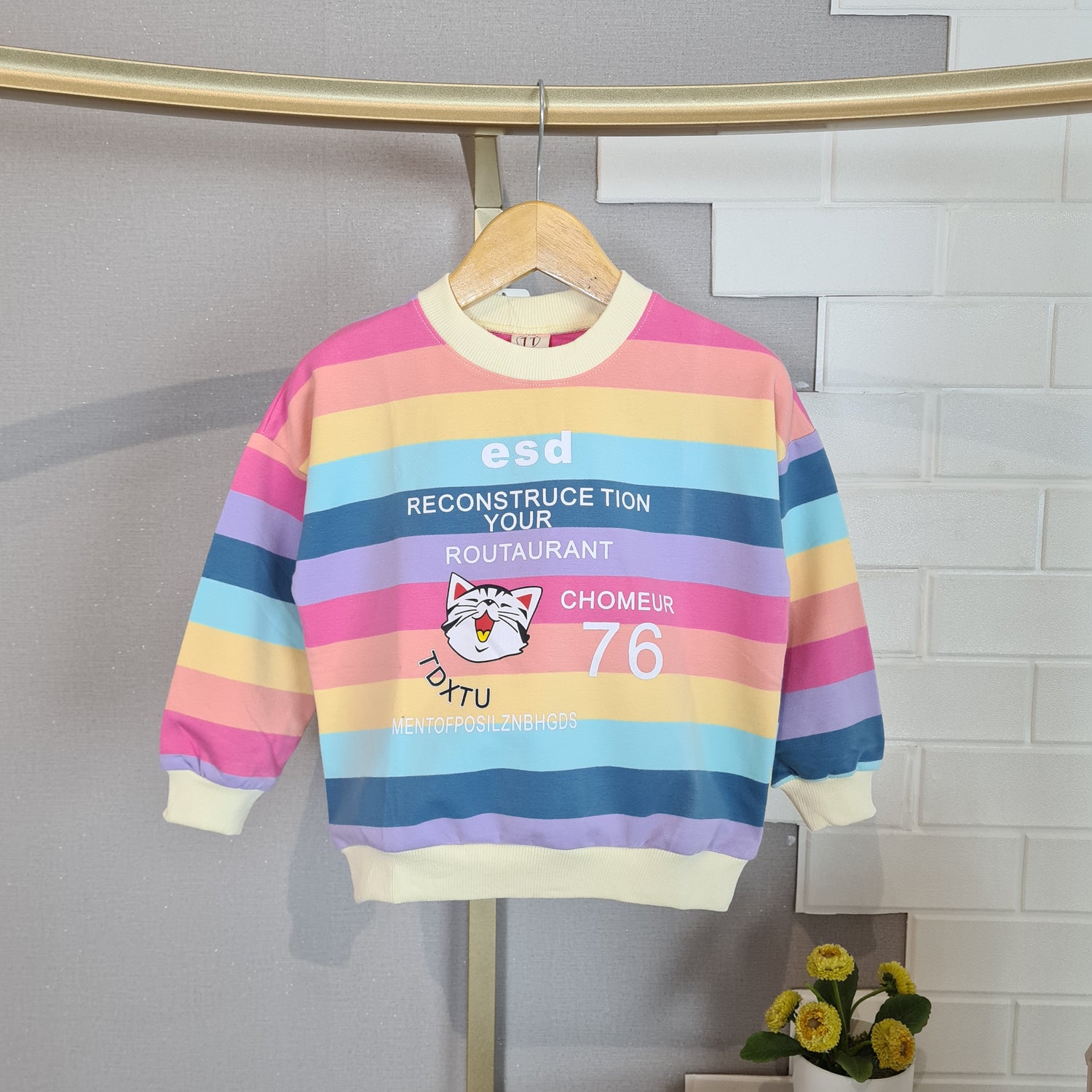 [102434] - Baju Atasan Sweater Fashion Import Anak Perempuan - Motif Color Word
