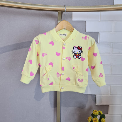[102435] - Baju Atasan Jaket Cardigan Fashion Import Anak Perempuan - Motif Famous Cat