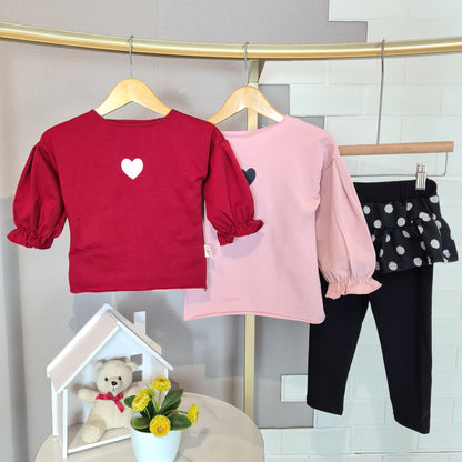 [102462] - Setelan Blouse Celana Panjang Fashion Anak Perempuan - Motif Heart One