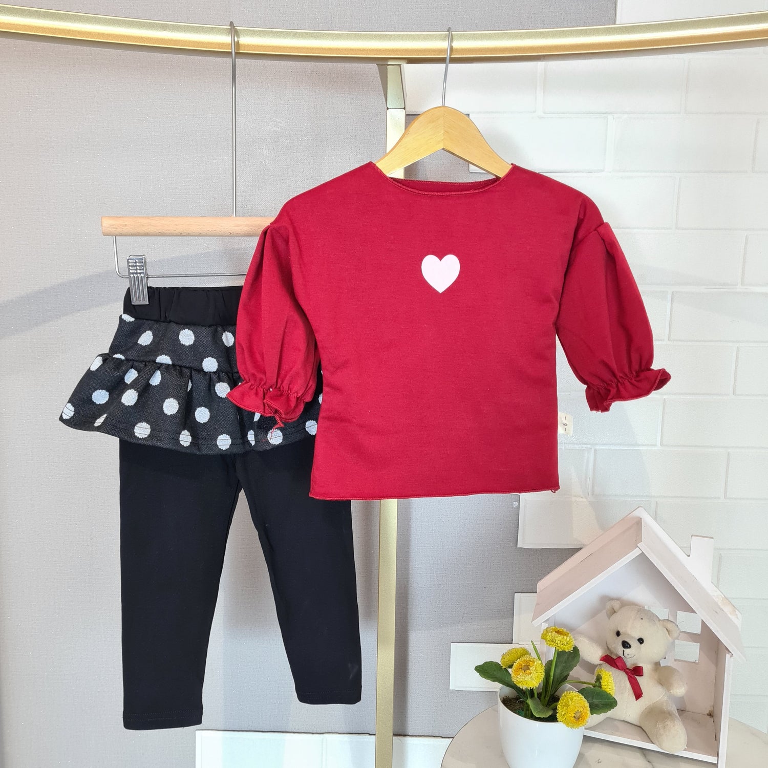 [102462] - Setelan Blouse Celana Panjang Fashion Anak Perempuan - Motif Heart One