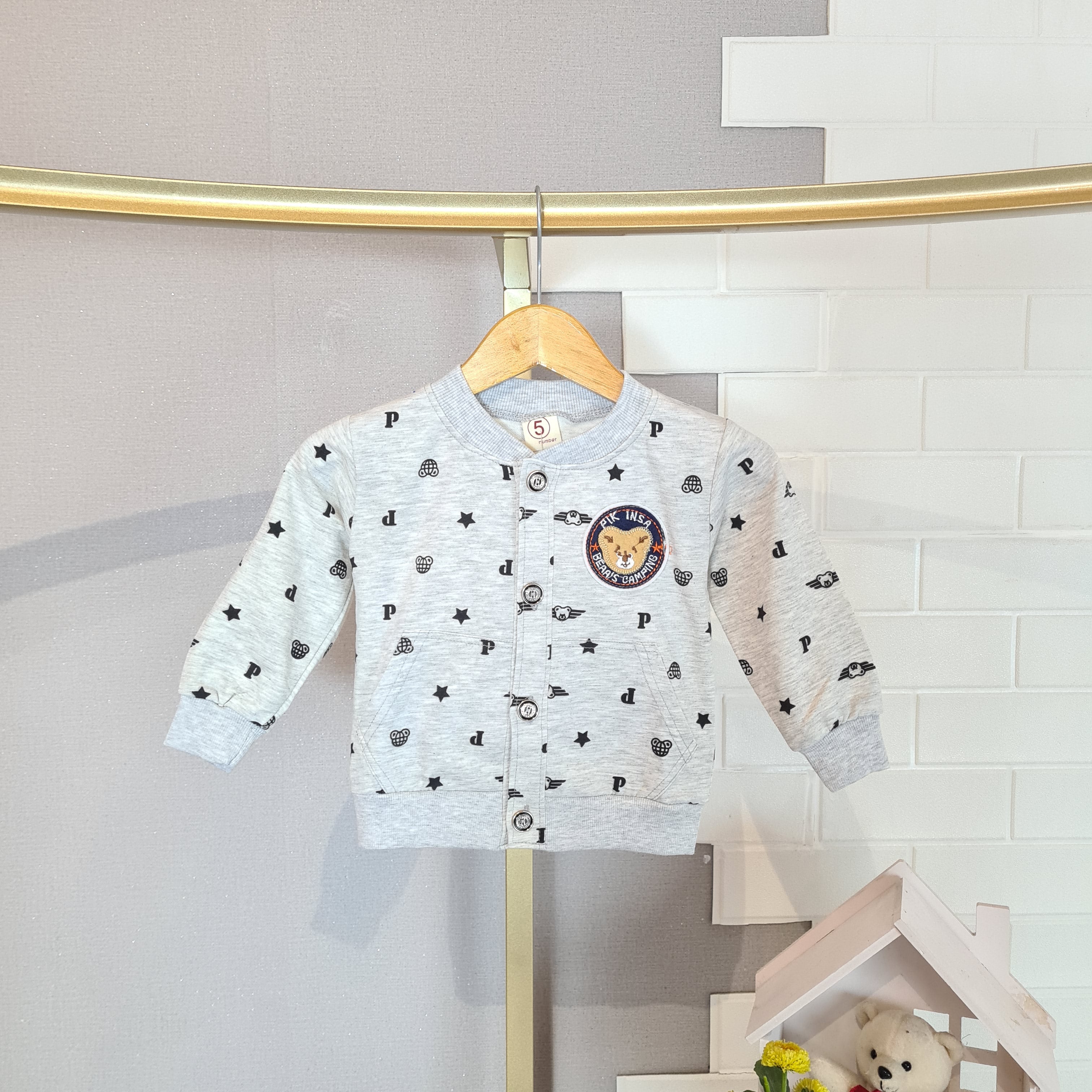 [102494] - Baju Jaket Sweater Cardigan Fashion Anak Perempuan - Motif Letter Bear