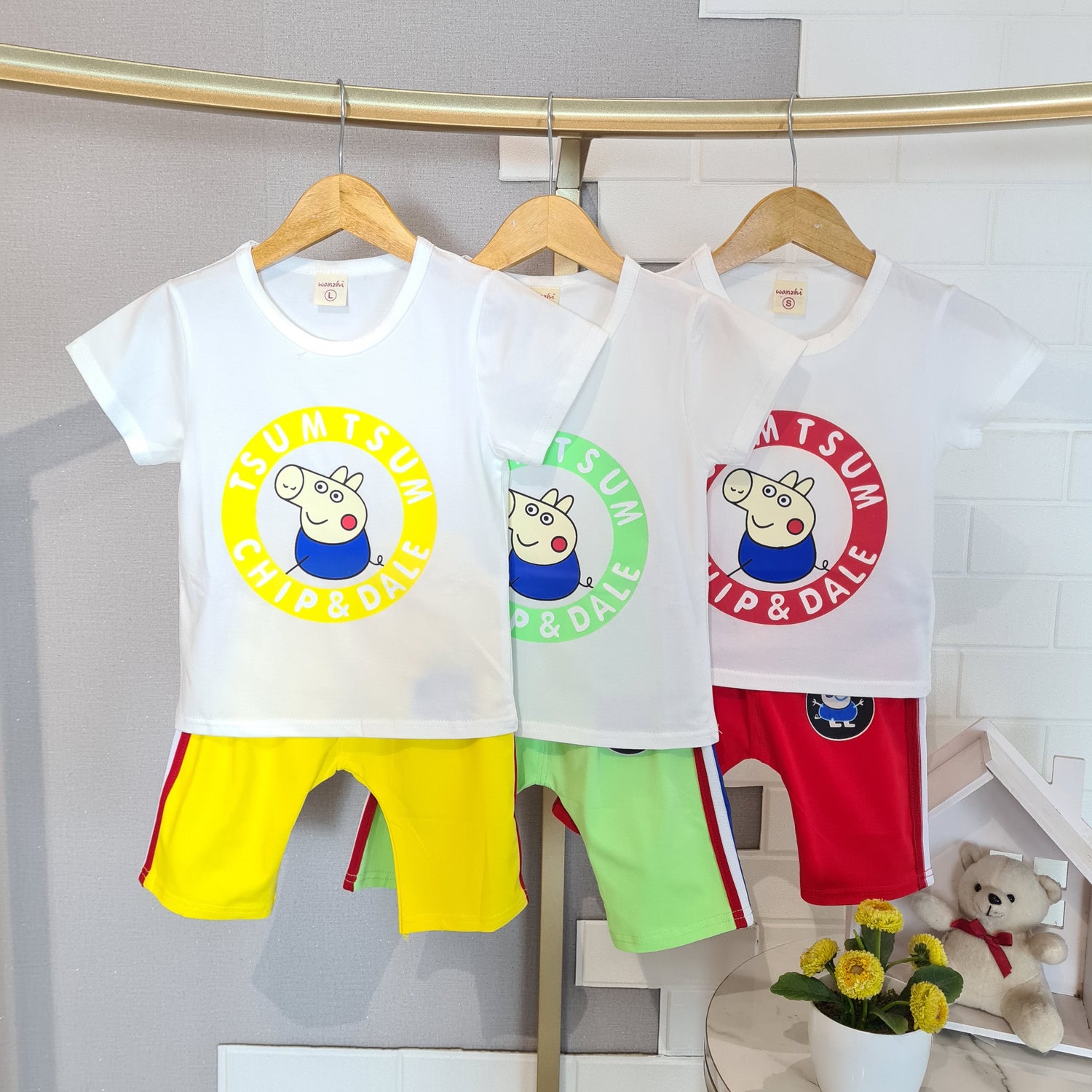 [102509] - Baju Setelan Kaos Celana Pendek Fashion Import Anak Laki-Laki - Motif Round Beast