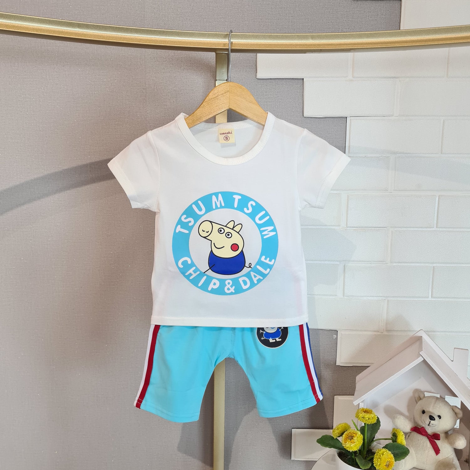 [102509] - Baju Setelan Kaos Celana Pendek Fashion Import Anak Laki-Laki - Motif Round Beast