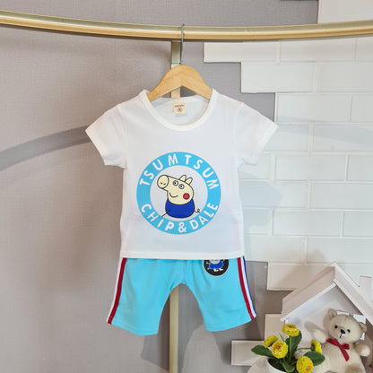 [102509] - Baju Setelan Kaos Celana Pendek Fashion Import Anak Laki-Laki - Motif Round Beast