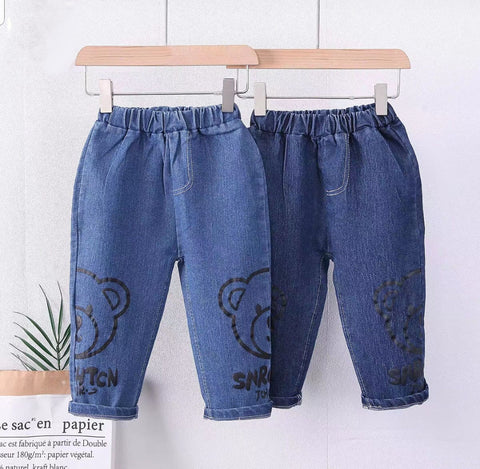 [119369-V1] - Bawahan Celana Panjang Jeans Fashion Anak Laki-Laki - Motif Bear Head