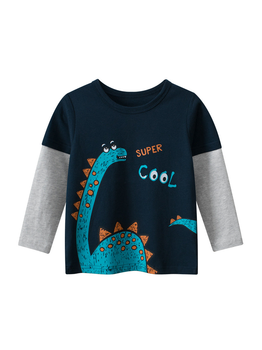 Kaos Panjang [121-BT101] - Baju Atasan T-Shirt O Neck Lengan Panjang Fashionable Anak Laki Laki Cowok Motif Animal Dino Mix Letter - BABYHOKI STORE