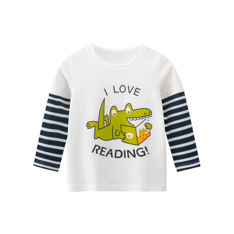 Kaos Panjang [121-BT101] - Baju Atasan T-Shirt O Neck Lengan Panjang Fashionable Anak Laki Laki Cowok Motif Animal Dino Mix Letter - BABYHOKI STORE
