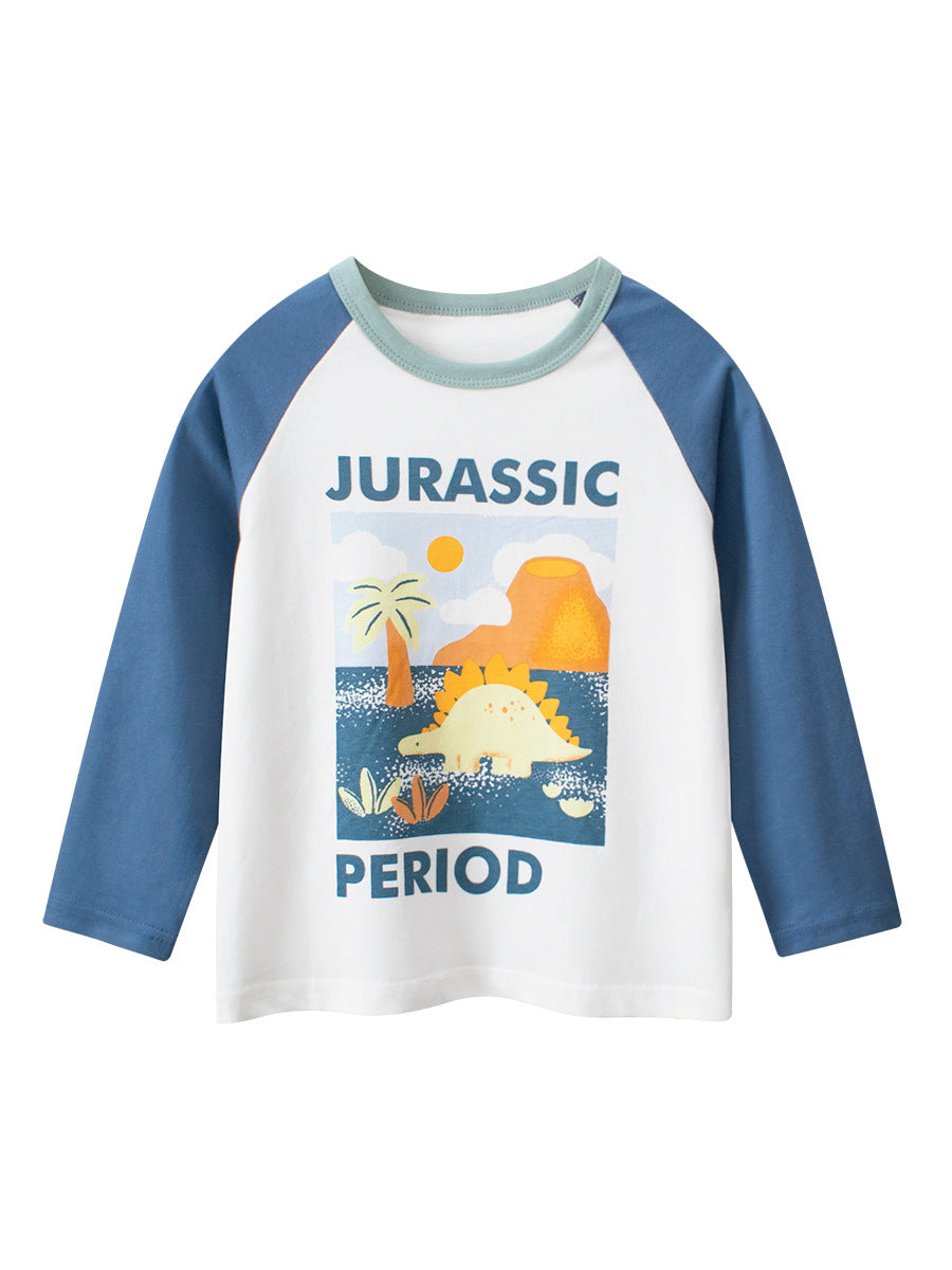 Kaos Panjang [121-BT101] - Baju Atasan T-Shirt O Neck Lengan Panjang Fashionable Anak Laki Laki Cowok Motif Animal Dino Mix Letter - BABYHOKI STORE