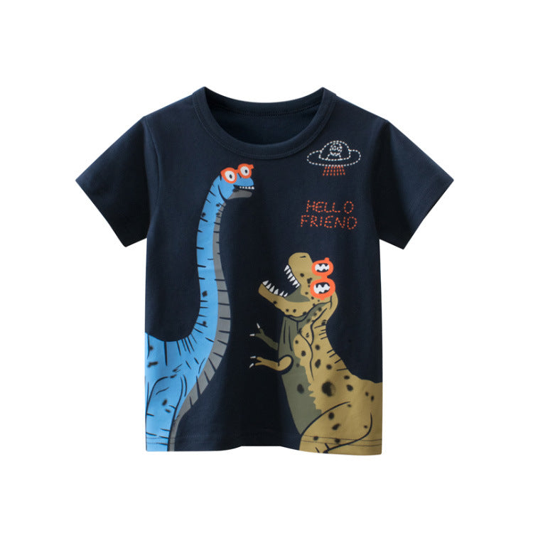 Kaos Pendek [121-BT103] - Baju Atasan T-Shirt O Neck Lengan Pendek Fashionable Anak Laki Laki Cowok Motif Dinosaur - BABYHOKI STORE