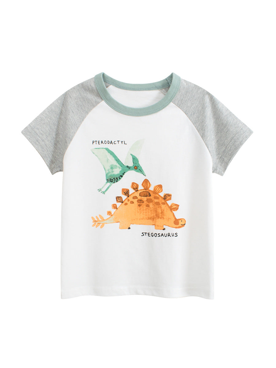 Kaos Pendek [121-BT103] - Baju Atasan T-Shirt O Neck Lengan Pendek Fashionable Anak Laki Laki Cowok Motif Dinosaur - BABYHOKI STORE