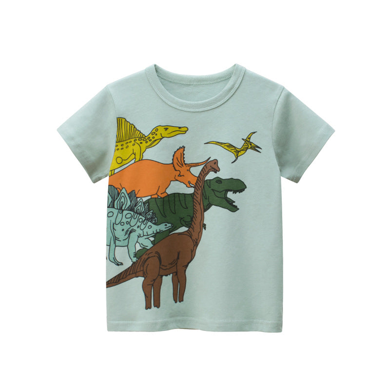 Kaos Pendek [121-BT103] - Baju Atasan T-Shirt O Neck Lengan Pendek Fashionable Anak Laki Laki Cowok Motif Dinosaur - BABYHOKI STORE