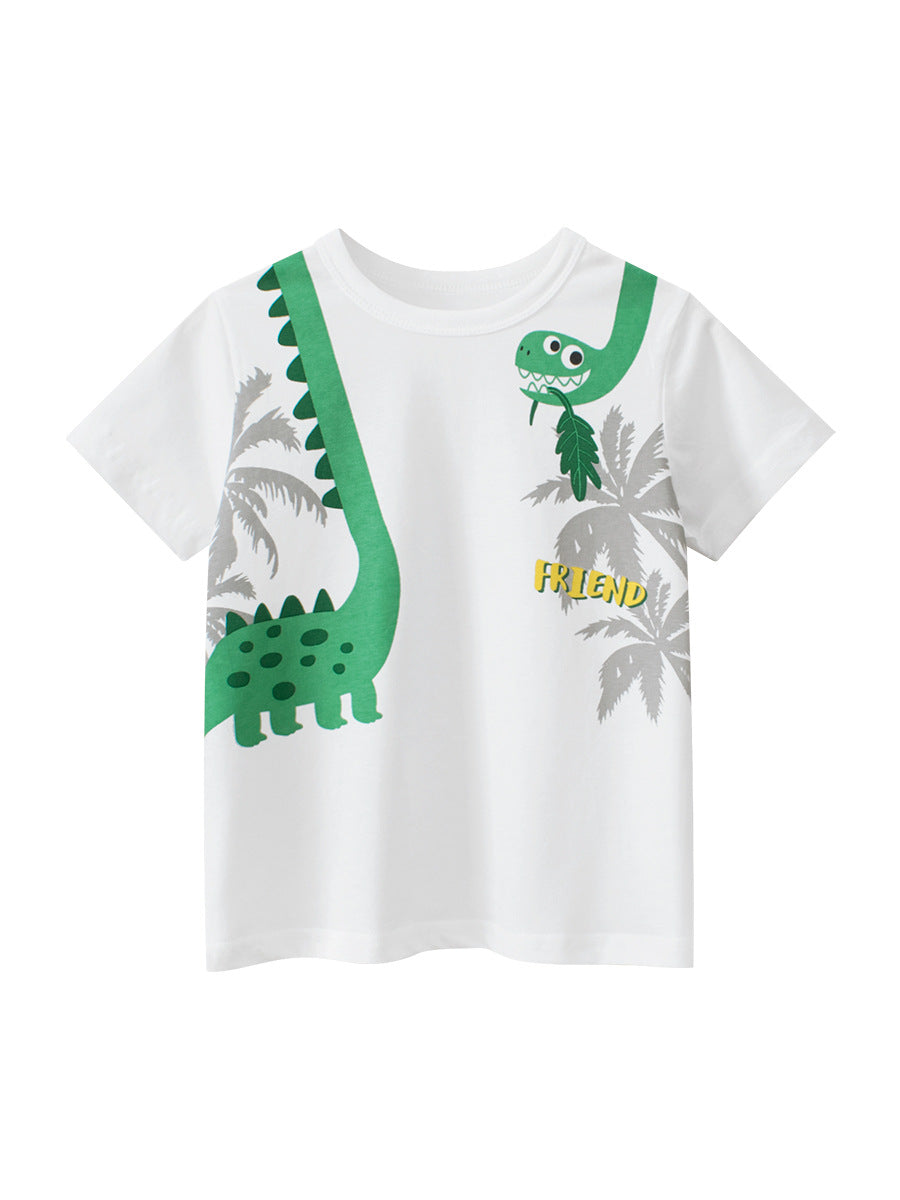 Kaos Pendek [121-BT103] - Baju Atasan T-Shirt O Neck Lengan Pendek Fashionable Anak Laki Laki Cowok Motif Dinosaur - BABYHOKI STORE