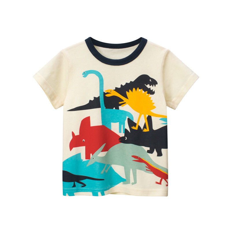 Kaos Pendek [121-BT103] - Baju Atasan T-Shirt O Neck Lengan Pendek Fashionable Anak Laki Laki Cowok Motif Dinosaur - BABYHOKI STORE