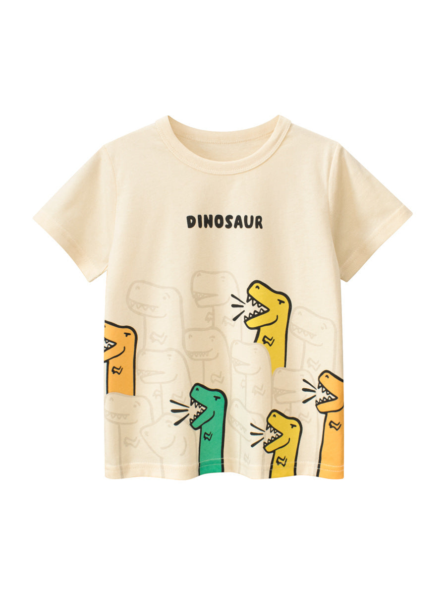 Kaos Pendek [121-BT103] - Baju Atasan T-Shirt O Neck Lengan Pendek Fashionable Anak Laki Laki Cowok Motif Dinosaur - BABYHOKI STORE