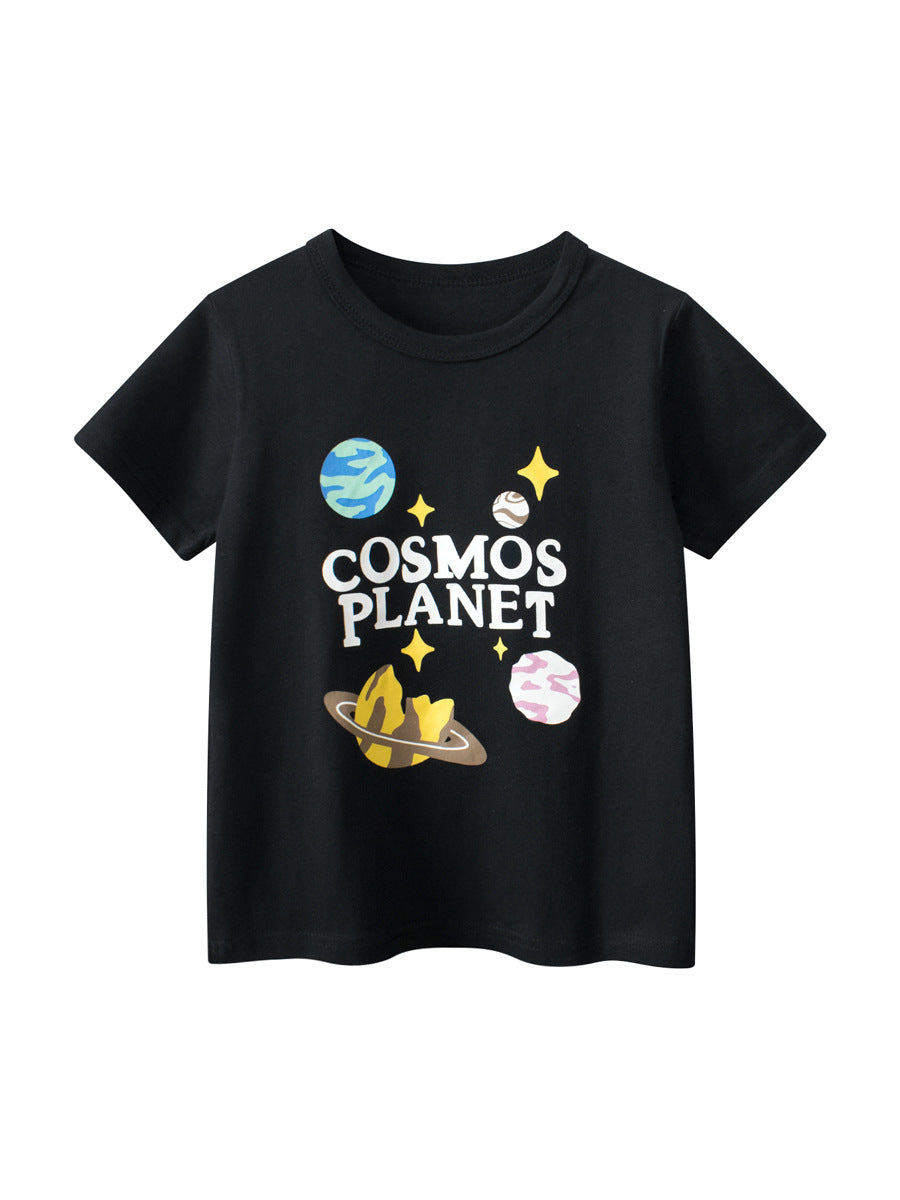 Kaos Pendek [121-BT104] - Baju Atasan T-Shirt O Neck Lengan Pendek Fashionable Anak Laki Laki Cowok Motif Aerospace - BABYHOKI STORE