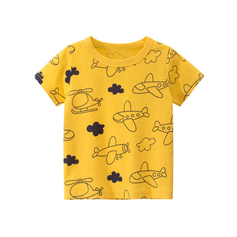 Kaos Pendek [121-BT104] - Baju Atasan T-Shirt O Neck Lengan Pendek Fashionable Anak Laki Laki Cowok Motif Aerospace - BABYHOKI STORE