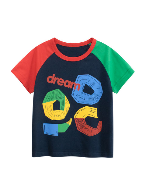 Kaos Pendek [121-BT105] - Baju Atasan T-Shirt O Neck Lengan Pendek Fashionable Anak Laki Laki Cowok Motif Abstract Art Writing - BABYHOKI STORE