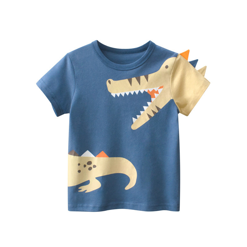 Kaos Pendek [121-BT106] - Baju Atasan T-Shirt O Neck Lengan Pendek Fashionable Anak Laki Laki Cowok Motif Animals 3D - BABYHOKI STORE