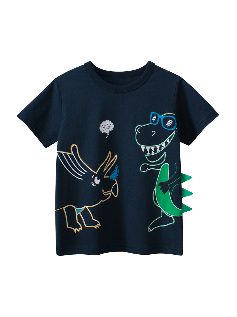Kaos Pendek [121-BT106] - Baju Atasan T-Shirt O Neck Lengan Pendek Fashionable Anak Laki Laki Cowok Motif Animals 3D - BABYHOKI STORE