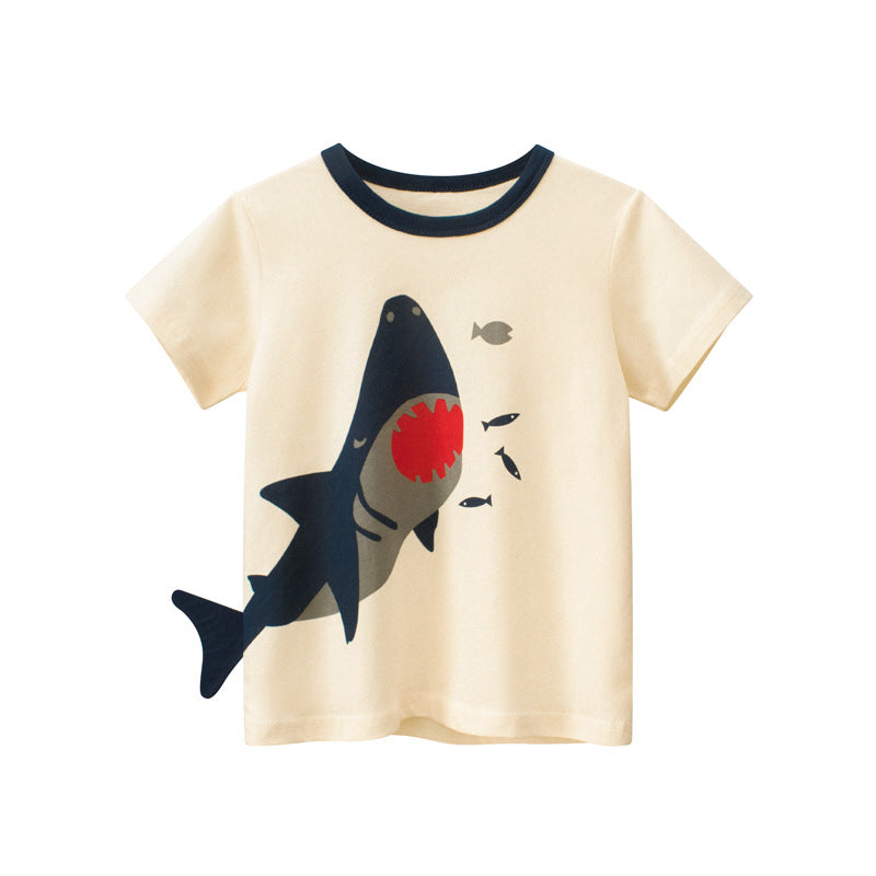 Kaos Pendek [121-BT106] - Baju Atasan T-Shirt O Neck Lengan Pendek Fashionable Anak Laki Laki Cowok Motif Animals 3D - BABYHOKI STORE