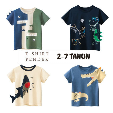 Kaos Pendek [121-BT106] - Baju Atasan T-Shirt O Neck Lengan Pendek Fashionable Anak Laki Laki Cowok Motif Animals 3D - BABYHOKI STORE - BABYHOKI STORE