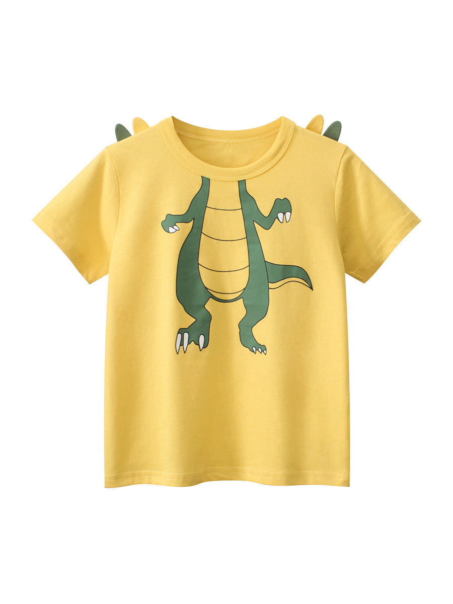 Kaos Pendek [121-BT109] - Baju Atasan T-Shirt O Neck Lengan Pendek Fashionable Anak Laki Laki Cowok Motif Crocodile - BABYHOKI STORE