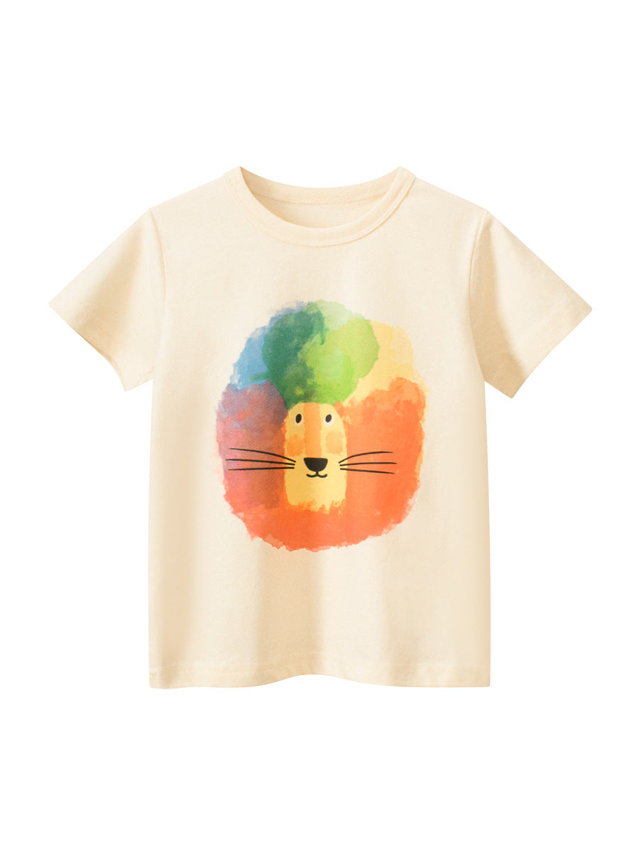 Kaos Pendek [121-BT110] - Baju Atasan T-Shirt O Neck Lengan Pendek Fashionable Anak Laki Laki Cowok Motif Animal Forest - BABYHOKI STORE