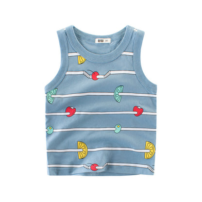 [121232] - Atasan Pakaian Kutung Anak / Kaos Anak Trendi - Motif Fruit Skewer