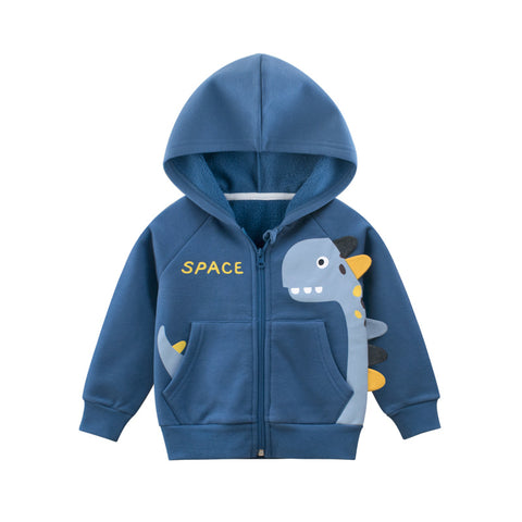 [121373] - Baju Atasan Jaket Hoodie Outer Lengan Panjang Anak Laki-Laki Cowok - Motif Dino Space - BABYHOKI STORE
